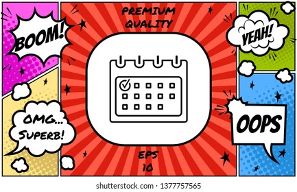 Calendar with Check mark- line icon. Graphic elements for your design