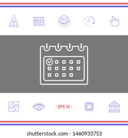Calendar with Check mark- line icon. Graphic elements for your design