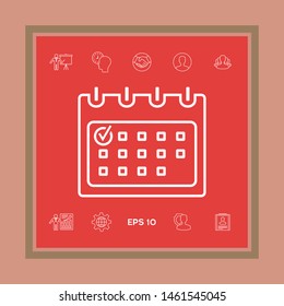Calendar with Check mark- line icon. Graphic elements for your design
