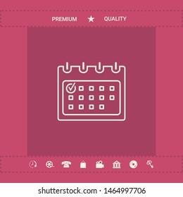 Calendar with Check mark- line icon. Graphic elements for your design