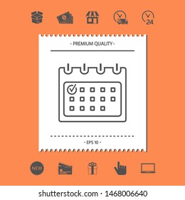 Calendar with Check mark- line icon. Graphic elements for your design