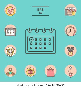 Calendar with Check mark- line icon. Graphic elements for your design
