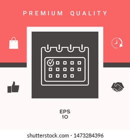 Calendar with Check mark- line icon. Graphic elements for your design