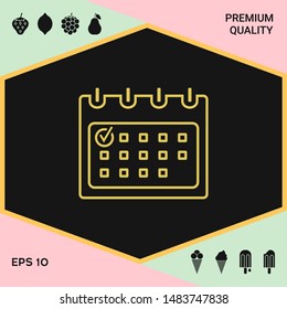 Calendar with Check mark- line icon. Graphic elements for your design