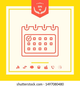 Calendar with Check mark- line icon. Graphic elements for your design