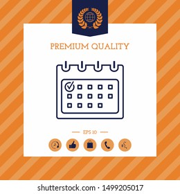 Calendar with Check mark- line icon. Graphic elements for your design