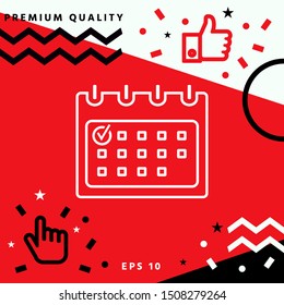 Calendar with Check mark- line icon. Graphic elements for your design