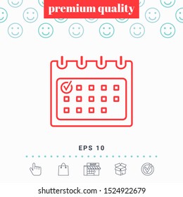 Calendar with Check mark- line icon. Graphic elements for your design