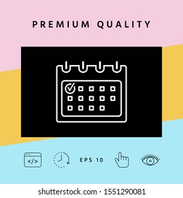 Calendar with Check mark- line icon. Graphic elements for your design