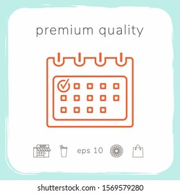 Calendar with Check mark- line icon. Graphic elements for your design