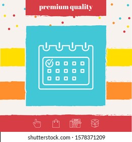 Calendar with Check mark- line icon. Graphic elements for your design