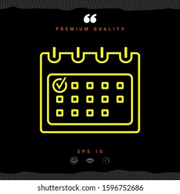 Calendar with Check mark- line icon. Graphic elements for your design