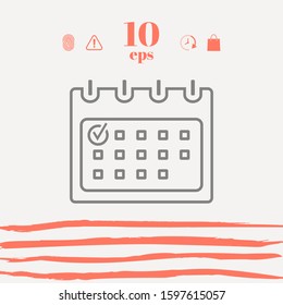 Calendar with Check mark- line icon. Graphic elements for your design