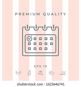 Calendar with Check mark- line icon. Graphic elements for your design