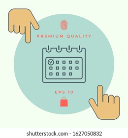 Calendar with Check mark- line icon. Graphic elements for your design