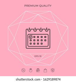 Calendar with Check mark- line icon. Graphic elements for your design