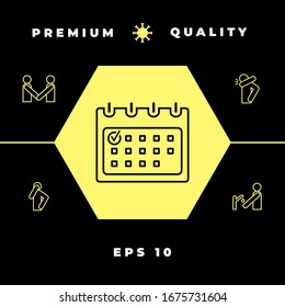 Calendar with Check mark- line icon. Graphic elements for your design