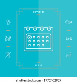 Calendar with Check mark- line icon. Graphic elements for your design