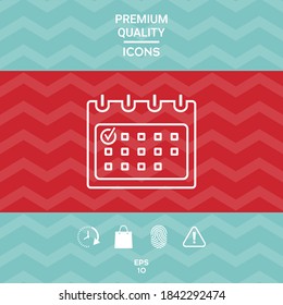 Calendar with Check mark- line icon. Graphic elements for your design