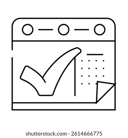 calendar check mark line icon vector. calendar check mark sign. isolated contour symbol black illustration