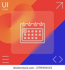 Calendario con el icono de línea de marca de verificación. Elemento para su diseño