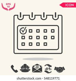 Calendar with Check mark- line icon