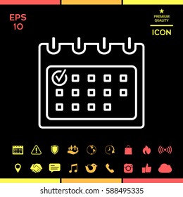 Calendar with Check mark- line icon