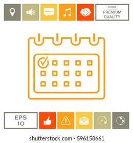Calendar with Check mark- line icon