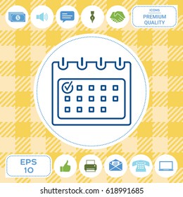 Calendar with Check mark- line icon