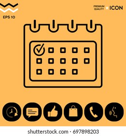 Calendar with Check mark- line icon