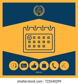 Calendar with Check mark- line icon