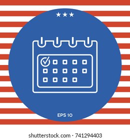 Calendar with Check mark- line icon