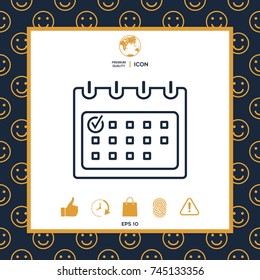 Calendar with Check mark- line icon