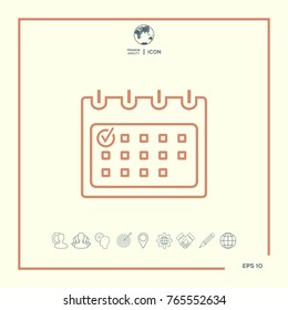 Calendar with Check mark- line icon