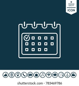 Calendar with Check mark- line icon