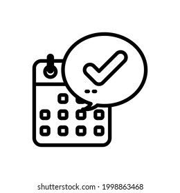 Calendar with check mark outline icons. Vector illustration. Editable stroke. Isolated icon suitable for web, infographics, interface and apps.