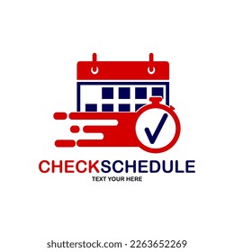 Plantilla de logotipo vectorial de marca de verificación de calendario. Adecuado para negocios, oficina, símbolo de evento