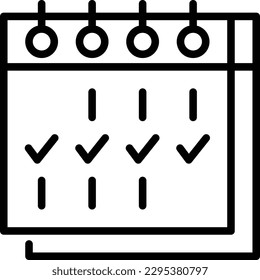 Calendar with check marks thin line icon. Weekly planning. Modern vector illustration.