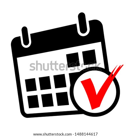 calendar and check symbol, vector illustration