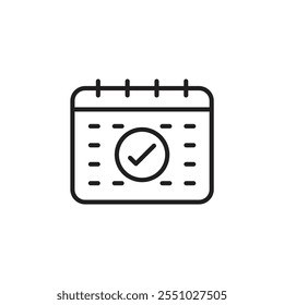 Calendar check thin line vector icon.