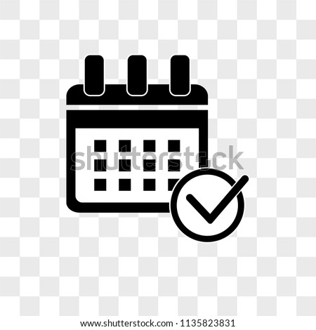 Calendar check vector icon on transparent background, Calendar check icon