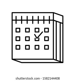 Calendar with checked day for scheduled event date icon
