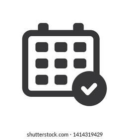 Calendar and checked vector icon in modern design style for web site and mobile app