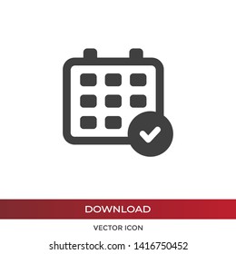 Calendar and checked vector icon in modern design style for web site and mobile app