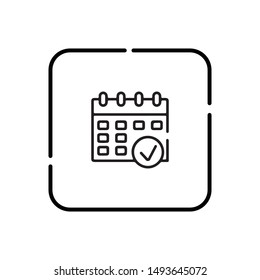 Calendar checked vector line icon. Simple element illustration. calendar checked outline icon from ultimate glyphicons concept. Can be used for web and mobile