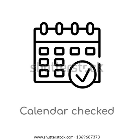 calendar checked vector line icon. Simple element illustration. calendar checked outline icon from ultimate glyphicons concept. Can be used for web and mobile