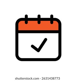 Calendar with checklist icon isolated flat style vector illustration on white background.
