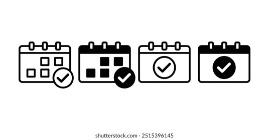 Kalender-Checkliste Symbol Vektordesign einfache Linie schwarz weiß Farbe Illustration Kollektion isoliert