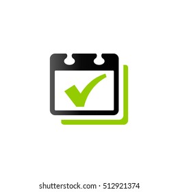 Calendar checkmark icon in duo tone color. Events organizer reminder