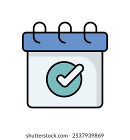 Calendar With Checkmark icon isolated on a white background. Vector illustration.